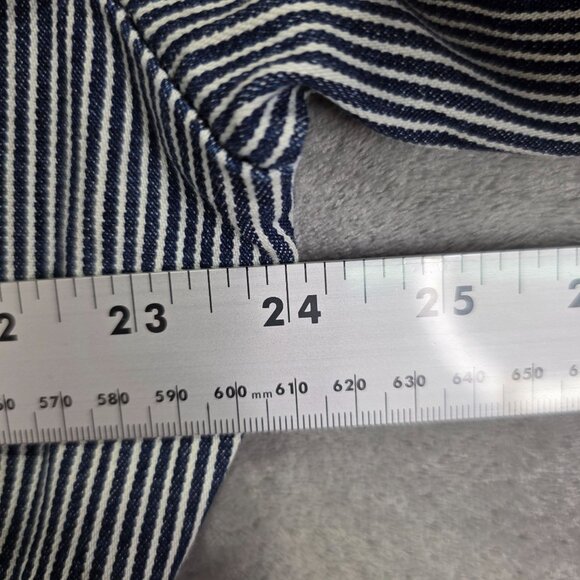 Womens Blue & White Striped Romper Button Up Belted Waist 100% Cotton Size 17 - Picture 9 of 12